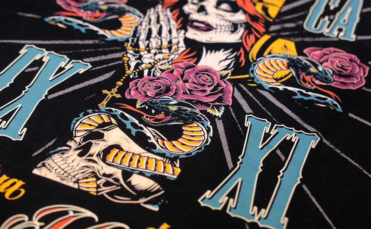 Custom apparel printing trends sample sheet showing DTF and sublimation kids wear prints at LAMBLILY Chennai