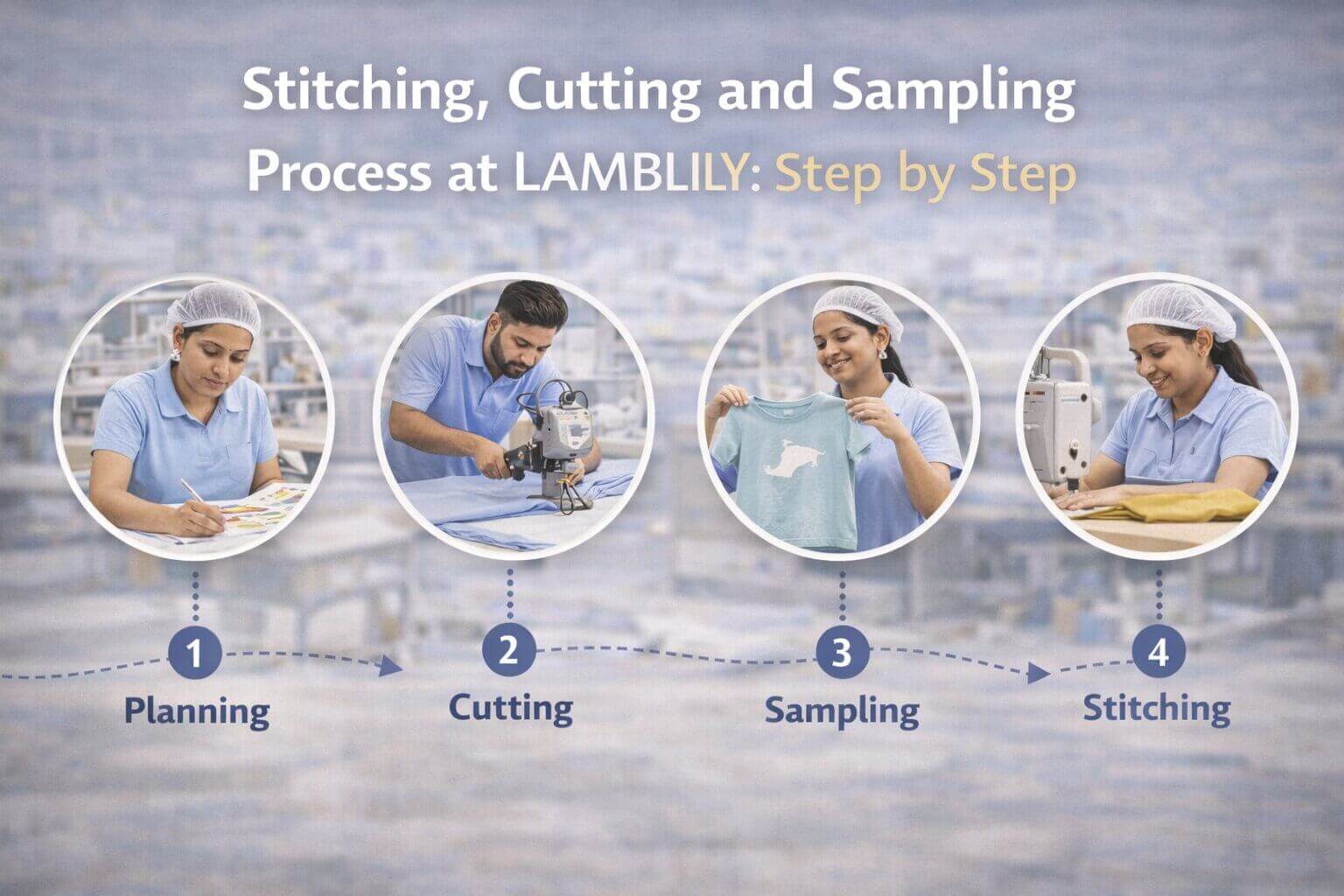 The stitching cutting and sampling process on LAMBLILY's Chennai factory floor