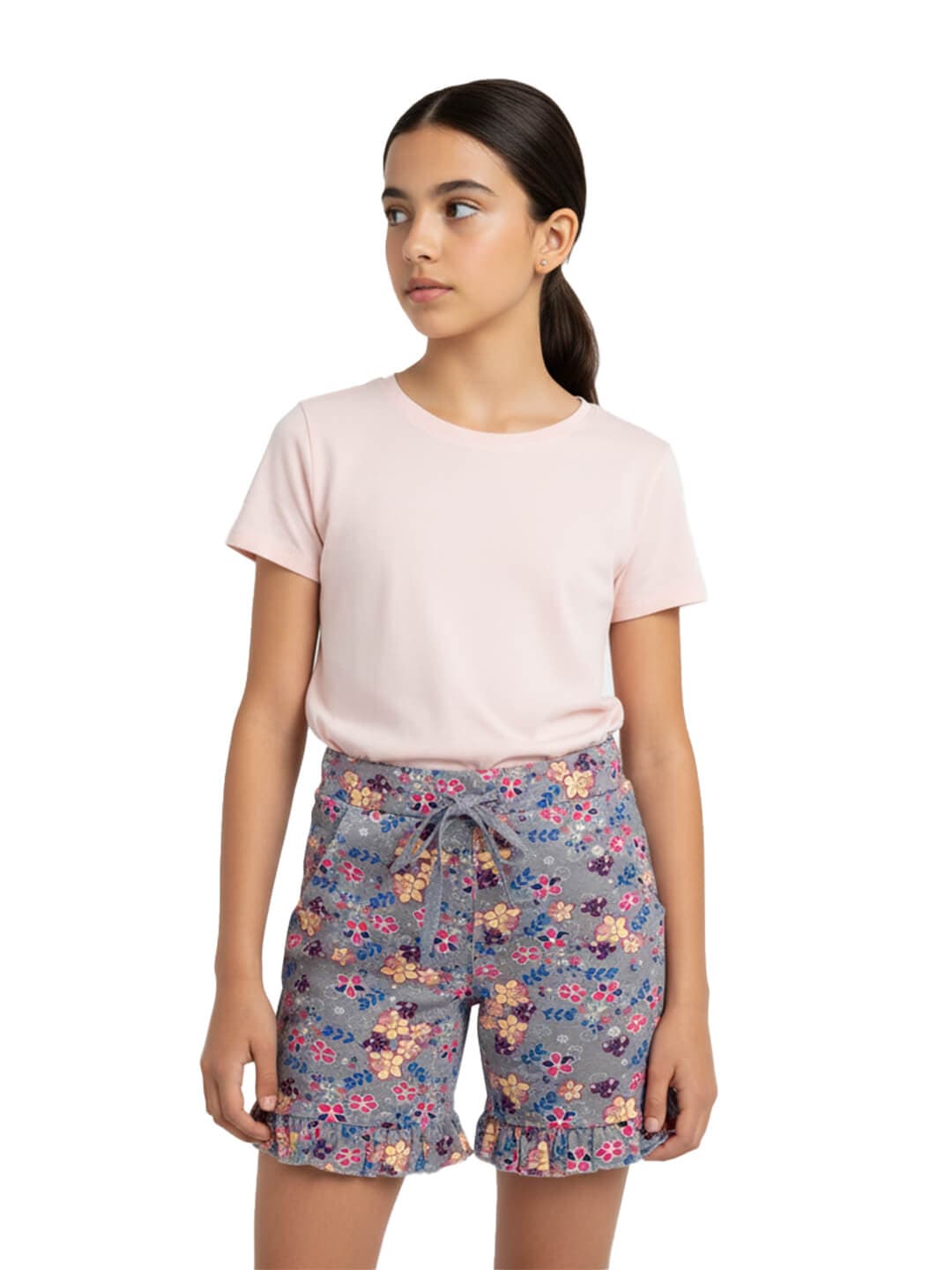Girls Floral Print Shorts Cute Fun 100% Cotton