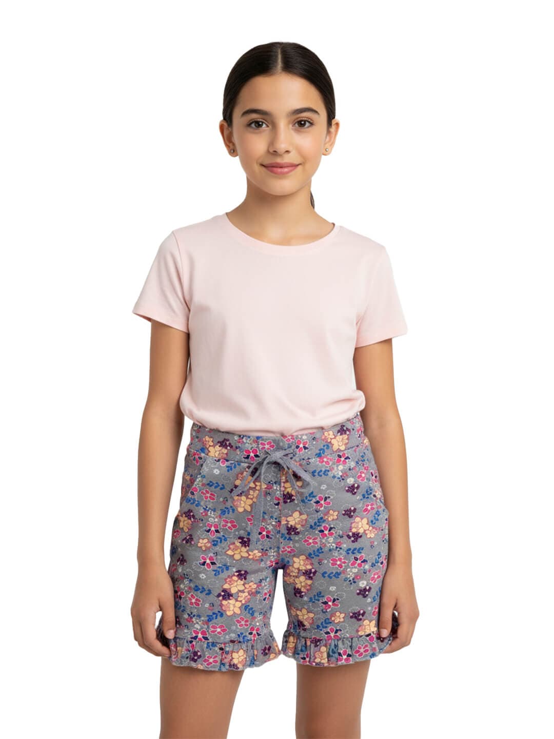 Girls Floral Print Shorts Cute Fun 100% Cotton